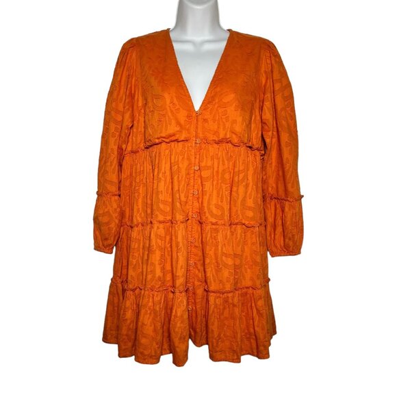 NWT Cleobella Blythe Mini Dress in Bright Orange Floral Tiered Boho XS - Picture 8 of 16